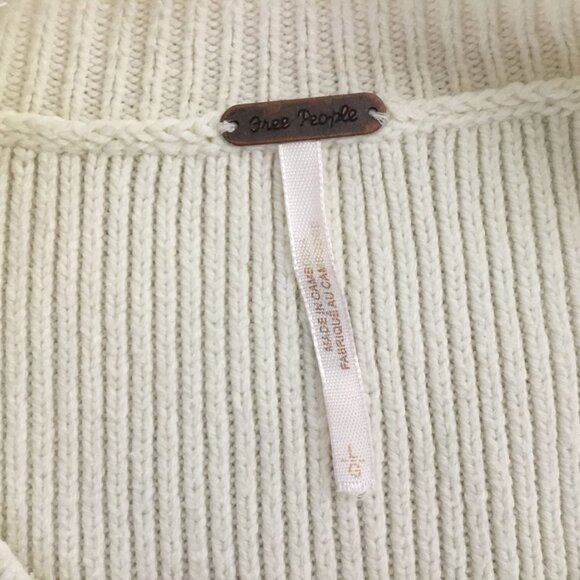 FREE PEOPLE Easy Street Knit Crop Pullover Sweater Moonglow Cream OS / L Slouchy - Picture 3 of 7